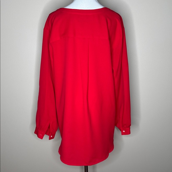 Lands’ End womens long sleeve v-neck red blouse size 18W. - Picture 3 of 5